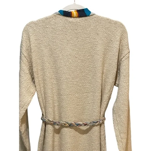 Faherty Cardigan Size Medium Large Aztec Tie Fringe Ivory Sweater - Picture 6 of 10